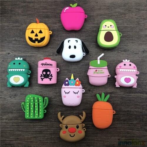 Cute Silicone Cases For Apple Airpods 2 1 Cartoon Dog Lion Dragon Protective Case For Airpods2 Cover Animated Characters Case