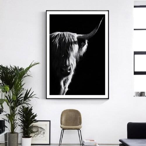 Minimalism Black and White Yak Canvas Painting Poster Nordic Modern Minimalism Wall Art Gift Home Decoration