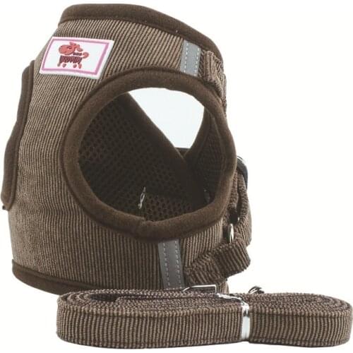 Fashion Brown Pet Dog Harness Vest Reflective Warm Chest Strap Dog Leash Pets Accessories