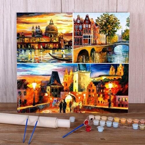 Oil Painting Style Coloring By Numbers Painting Kit Acrylic Paints 40*50 Canvas Pictures Wall Paintings Crafts For Wholesale