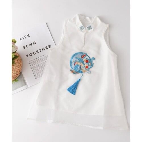 Girl Dress 2021 New Summer Girl Kids Clothes Flowers Embroidery Princess Vestidos Sleeveless Children Casual Clothing 3 7Y
