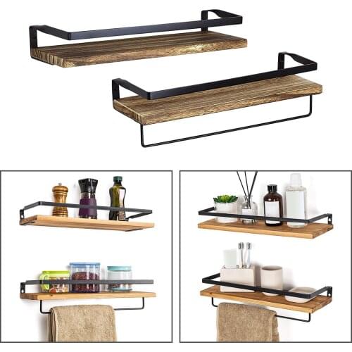 Sturdy Floating Shelf, Wall Shelf Set of 2, Vintage Decorative Display Shelves