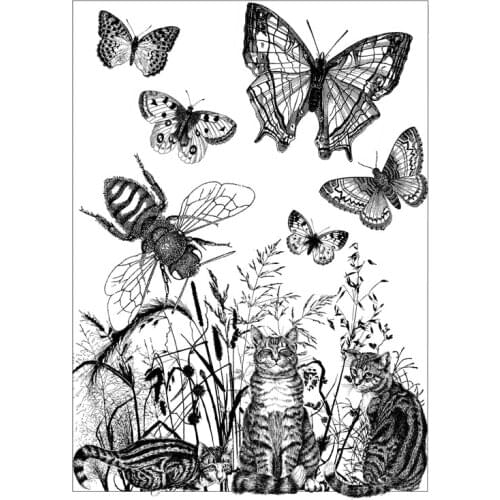 Cats and Butterflies Clear Silicone Stamp/Seal for DIY scrapbooking/photo album Decorative clear stamp sheets ST0382