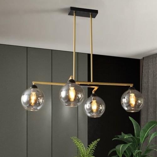 Nordic kitchen living room dining room modern glass ball chandelier E14 amber/soot/dark green shade chandelier indoor lighting