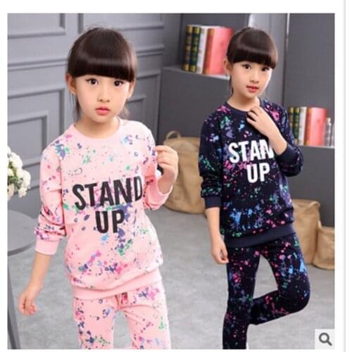 Girls Tracksuit Kids Clothing Sets Star Sky Dot Tops Harem Pants Children Navy Blue Pink for 4 6 8 10 12 Ages Hip-hop Sport Suit