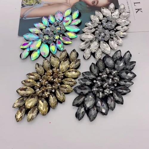 Rhinestone Applique Patches sew on For Wedding Gown Bridal Evening Wear clothing Diamond Design Patch