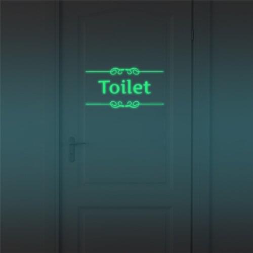 Luminous Toilet Wall Sticker Bathroom Glow in the dark Door stickers Decor WC Indoor Vinyl Decals Vintage Wall Decoration