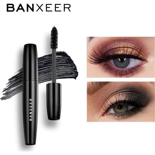 BANXEER Volume Express Mascara Waterproof Eyelashes New 4D Silk Fiber Lash Mascara Waterproof Rimel 3D Eyes Makeup Lengthening