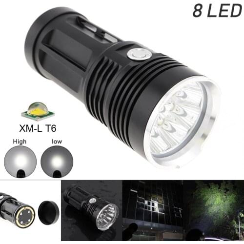 Waterproof Black 2400LM 8x XML T6 LED 3 Modes Outdoor Flash Lamp Torch for Hunting / Camping