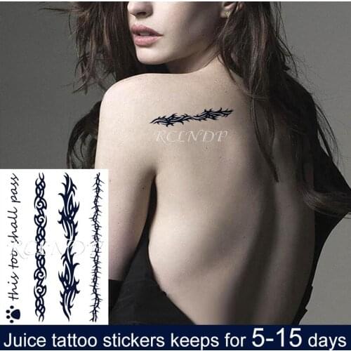 Waterproof Temporary Juice Ink Tattoo Sticker "this Too Shall Pass" Totem Element Fruit Gel Long Lasting Art for Men Women