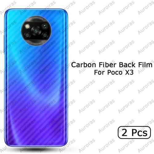 2 Pcs Carbon Fiber Back Film for Xiaomi Poco X3 Pro Soft Transparent Film Sticker for Poco F3 Invisible Protection Paper