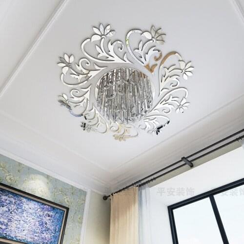 Mirror flower vine acrylic 3D solid wall sticker self adhesive living room ceiling decoration bedroom decor wall stickers decal