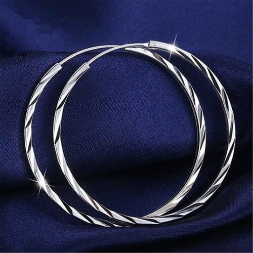 Oversize Geometric Hoop Earring for Women Circle Round Twist big earrings Silver Color Party Jewelry Brincos