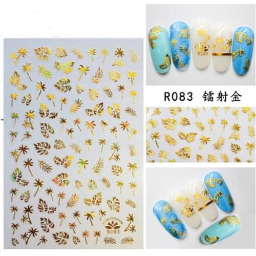1 Sheet Gold Water Nail Stickers Summer Flower Water Decals Dress Slider Nail Foil Wraps DIY Nail Art Decoration