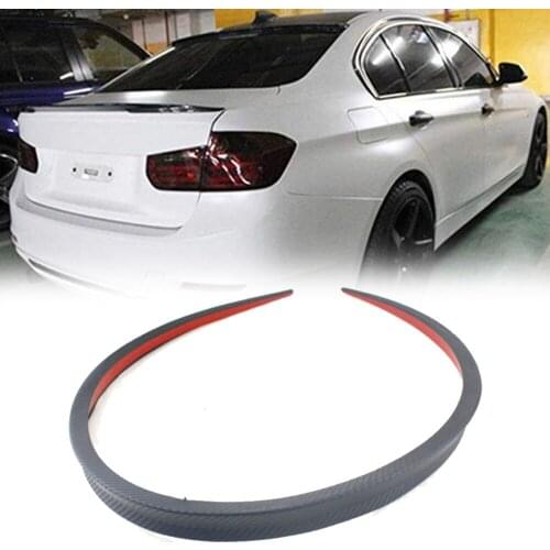 1pc Universal 1.2M Exterior Sticker Car Rear Wing Lip Spoiler Tail Trunk Roof Trim Carbon Fiber Look Decals Accessories