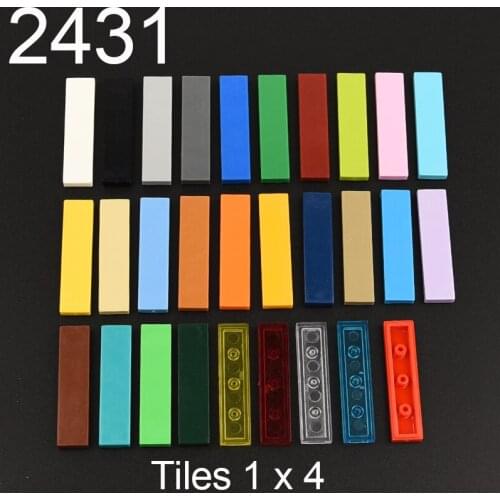 100PCS 2431 91143 Tiles 1x4 with Groove Building block accessories parts MOC DIY Education Build Toys Brick
