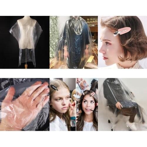 100x Disposable Hair Cutting Cape Gown Barber Capes Apron w/ No Bend Clips
