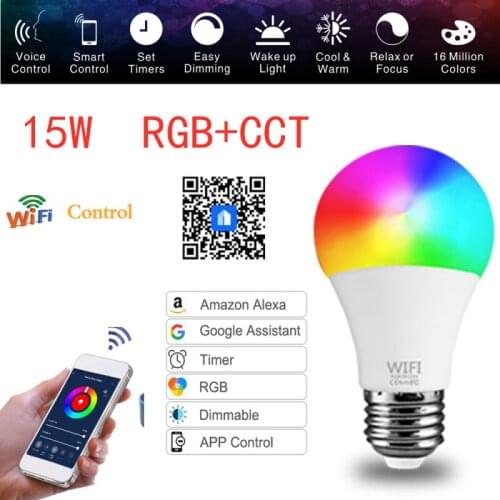 15W RGB+CCT Fcmila Smart Wifi Bulb Dimming Light Bulb Light Bulb Voice Control Work With Alexa Google Home Support Dropshipping