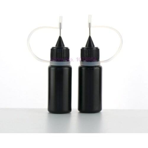 200pcs 10ml black needle tube bottle juice tattoo bottle with needle plastic bottle tattoo liquid black bottle opaque