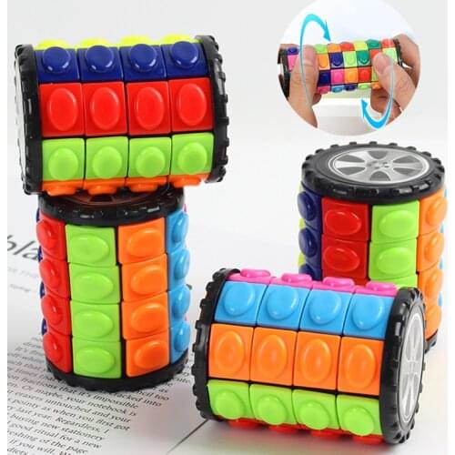 3D Rotate Slide Cylinder Magic Cube Colorful Babylon Tower Stress Relief Cube Kids Puzzle Toys For Children Adults Sensory Toys