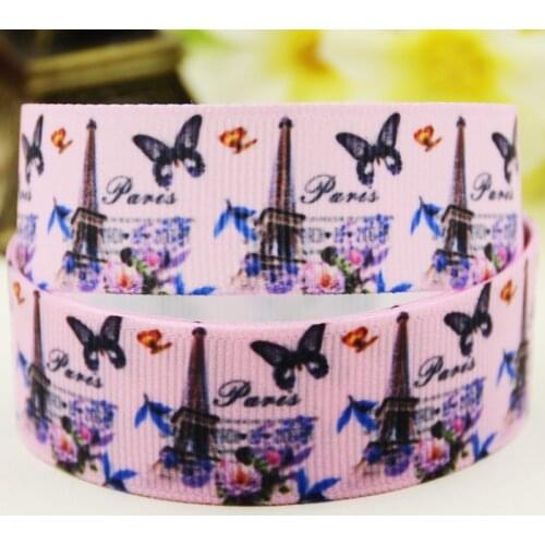 22mm 25mm 38mm 75mm the Eiffel Tower Cartoon printed Grosgrain Ribbon party decoration 10 Yards X-03081