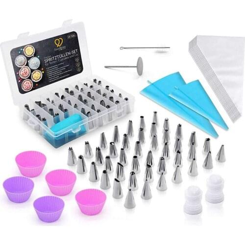74pcs Converter Pastry Bag Confectionery Nozzle Stainless Cream Baking Tools Decorating Tip Sets Cake Scraper