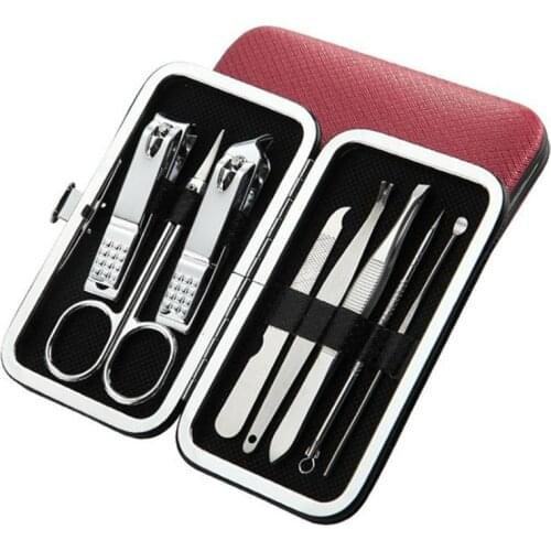 8PCS/Set Fashion Manicure Pedicure Set With Case Nails Clipper Kit Stainless Steel Travel Home Nail Care Tools