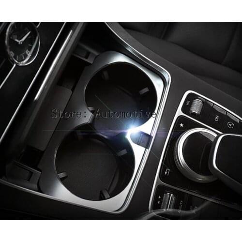 Aluminum Alloy Car Accessories For Mercedes Benz C Class W205 GLC 2015 2016 E W213 2017 Cup Holder Trim Sticker,Car Styling