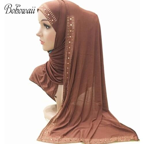 BOHOWAII Ramadan Instant Hijab Scarf Read to Wear Niqab Jersey Sjaal Comfortable Glitter Muslim Turbans for Women Prayer Bonnet