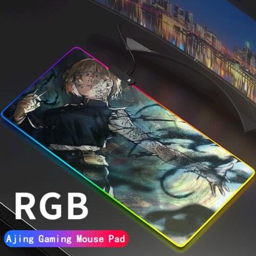 Large RGB Kugisaki Nobara Mouse Pad Jujutsu Kaisen LED Gaming Mousepad Copy Razer Big Mice Desk Carpet with Backlit