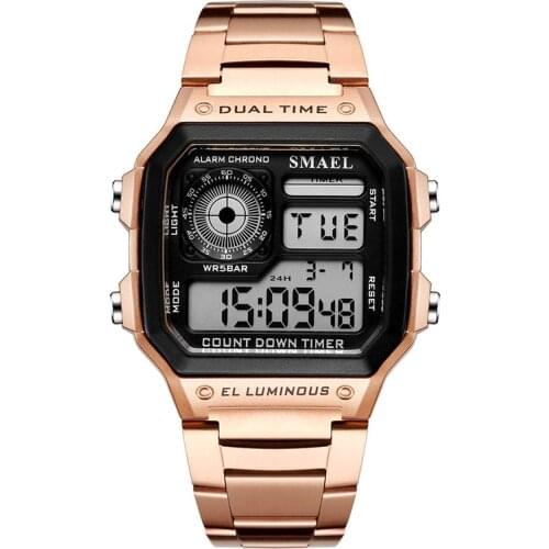 SMAEL Watches Men Led Digital Watches Men Waterproof Sports Watches Luxury Rose Gold Mens Watches Relogios Masculino 1818