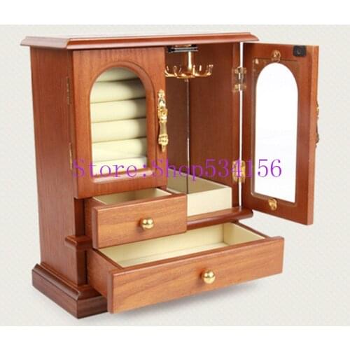 Real Natural Hardwood Wooden Jewelry Box Organizer earrings bracelet casket box jewelry display organizer gift box