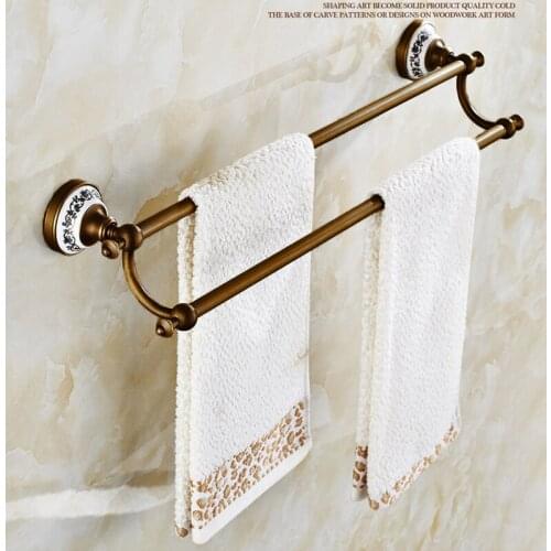 VEHHE 43cm European Style Vintage Copper Plating Bathroom Towel Holder Bathroom Fixture Bars Towel Racks Towel Bars Accessories