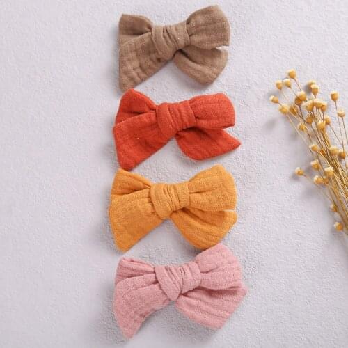 Pure Cotton Baby Bow Hair Clip Handmade Knot Bows Barrettes Super Soft Fabric Hair Accessories for School Girls JFNY227