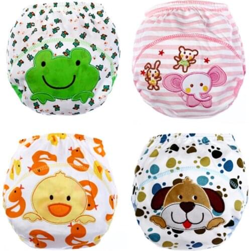 Baby Potty Training Pants Underwear Toddler Toilet Training Nappy Diapers Cartoon Animal Reusable Panties 6M-4Y