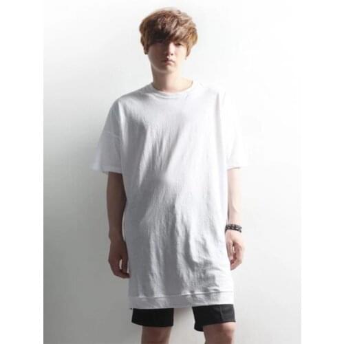 Mens summer new plus-size simple solid color loose short sleeve T-shirt hip hop fashion short sleeve T-shirt