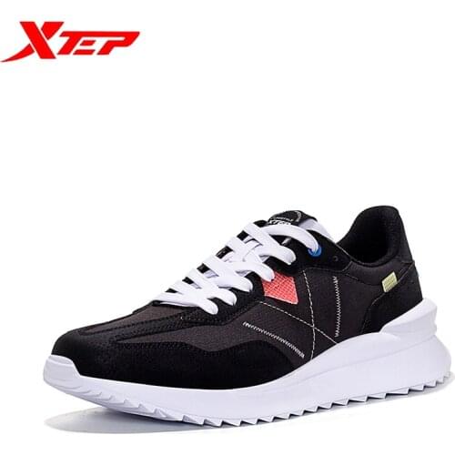 Xtep Mens Shoes Spring Summer Leather Stitching Casual Shoes Non-Slip Low-Top Sports Shoes For Outdoor Travel 879219320620