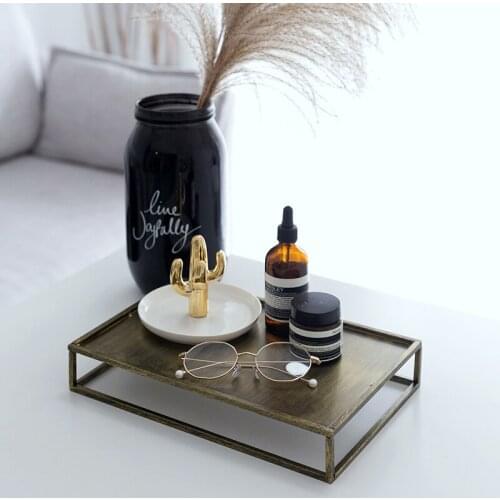 Square gold tray cake tools for dessert table party decoration perfume/makeup/jewelry storage racks coffee tray vintage