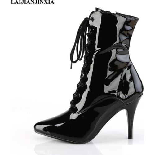 LAIJIANJINXIA New Knight Female 12 CM High Heel Platform Ankle Boots Women Autumn Winter Shoes Sexy Nightclub Pole Dancing Boots