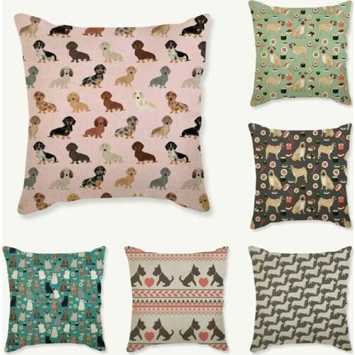 Lovely Animals Pet Dog Puppy Cat Pattern Cushion Cover For Sofa Home Decor Almofadas 18 inch Decorative Throw Pillows Case