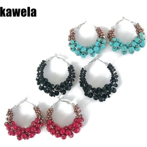 Fashion New Handmade Natural Stone Beads Hoop Earring