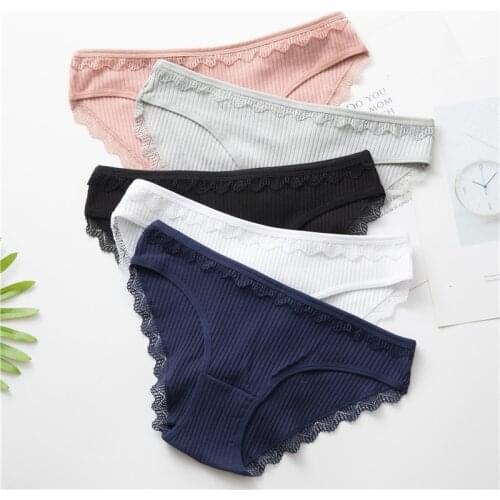 New Sexy Lace Womens Underpants Soft Cotton Panties Girls Solid Color Briefs Breathable Panty Lingerie Female Underwear