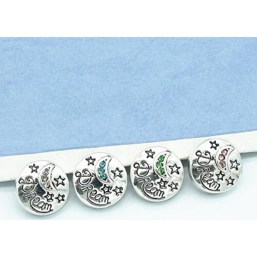 New KZ9064 Beauty 10pcs mixed color Dream moon&star pattern 12MM snap buttons fit snap bracelet jewelry wholesale