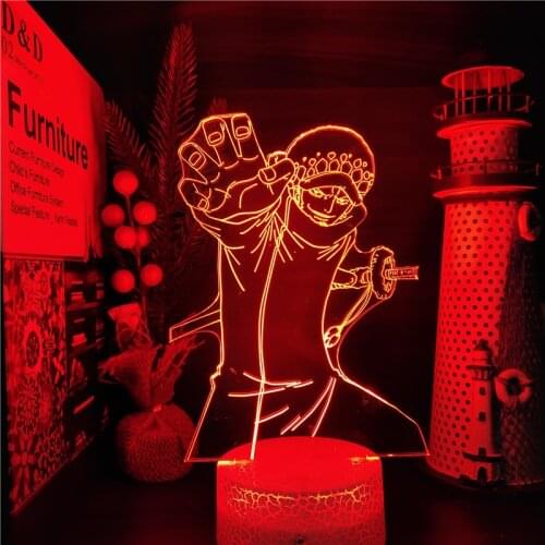 One Piece Anime 3D LED Light Lamp Trafalgar Law Figure Nightlight Kids Child Manga Gift Night Light Lamp Bedroon Decor Lampara