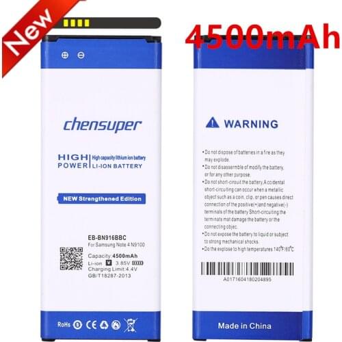 Original chensuper Battery EB-BN916BBC 4500mAh For Samsung Galaxy Note 4 N9100 N9109W N9108 N9106V Replacement Battery