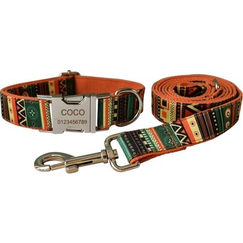 National wind Pet Collar Dog Leash Accessories For Pitbull Bull Terrier Rottweiler Free Engraved Dog Collar Luxury Designer