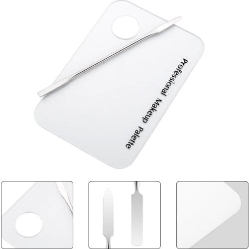 Makeup Palette Clear Acrylic Nail Stamping Plates Polish Gel Mixing Spatula Foundation Eyeshadow Stainless Steel Rod Manicure