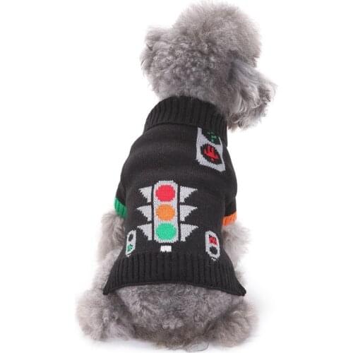Dog Coats Sweaters Winter Warm Black Traffic Light Dog Clothes for Small Medium and Large Dogs XS-XXL Dog Cat Knitted Sweater