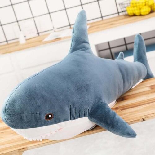 15-140cm Giant Size Shark Plush Toys Soft Stuffed Speelgoed Animal Reading Pillow Simulation Shark Coat Pillow Cushion Dolls