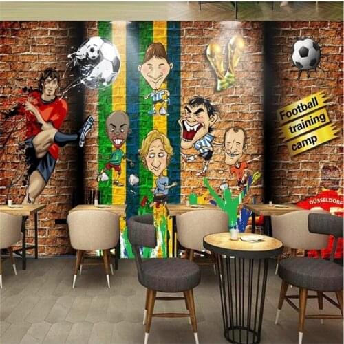 Custom 3D Cartoon Characters Football Match Mural Wallpaper 3D Football Training Camp Industrial Decor Background Wall Paper 3D